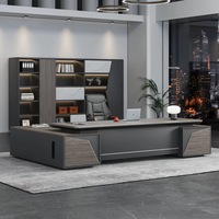 Bureau de direction moderne en bois avec tiroirs extensibles, finition anti-eau et anti-rayures pour bureau à domicile