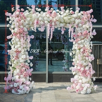 DKB Hersteller Maßgefertigter 8*8ft Rosa und Weißer Quadratischer Künstlicher Blumenbogen für Hochzeiten und Firmenveranstaltungen Vermietungsgeschäft