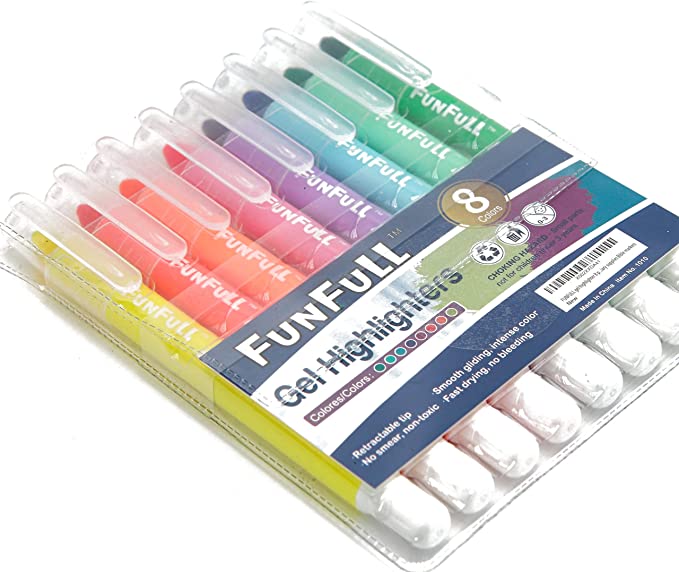 8 Assorted Colors Bible Study Gel Highlighters Bible Safe Gel Highlighter Set No Bleed Through Marker