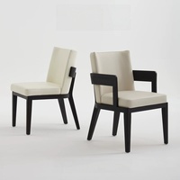 Chaise de salle à manger moderne en bois, chaise de salle à manger noire avec accoudoirs