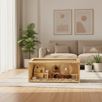 Cage pour hamster surdimensionnée en bois et acrylique, durable, transparente, rectangulaire, pour intérieur et extérieur, multifonctionnelle, en gros