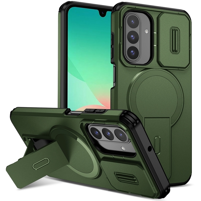 For Samsung Galaxy A56 shockproof Two in One Combo Push and Pull Lens Fundas Para Celular Phone case with Kickstand