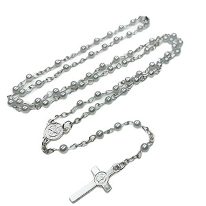 Mini collier chapelet de perles en bouteille de verre, fausses perles blanches, pour cérémonie religieuse, unisexe, style artistique rétro - Product Image 5