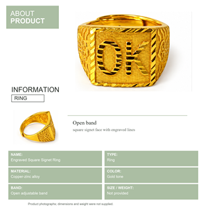 Bague de cocktail plaquée or pour homme, style hip-hop, bijoux en alliage, à porter au quotidien, cadeau - Product Image 2