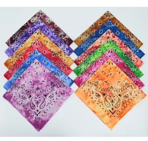 Tinh khiết cotton tie-nhuộm Khăn vuông 54*54 cm kỹ thuật số in ấn đa chức năng chiếc khăn ngoài trời đi xe đạp Mặt Nạ Hip-hop headscarves