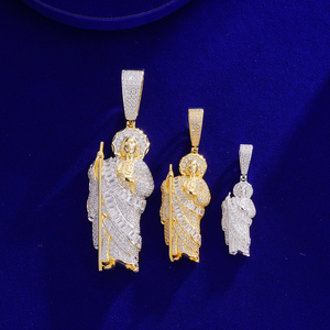 จี้พระนักบุญยูดา ดีไซน์สวยสะดุดตา สไตล์ฮิปฮอป หรูหราสำหรับผู้ชาย ชุบทองคำแท้ 14K ประดับเพชรซิคอนเกรด 5A บนตัวเรือนทองเหลือง - Product Image 1