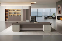 Bureau de direction moderne en forme de L, table d'ordinateur, bureau de patron, bureau de PDG, bureau de luxe en bois, ensemble de chaises, mobilier personnalisable