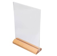 Support de menu de table en acrylique en bois | Carte de tente d'affichage de restaurant en plastique transparent A4/A5/A6