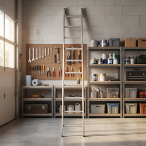 Échelle pliante en aluminium moderne à 20 marches, capacité de 150 kg, design télescopique portable antirouille pour atelier, entrepôt, salon - Product Image 3