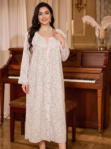 穆斯林女式粘胶棉睡衣套装朴素睡衣搭配和服长袍透气速干度假风格 - Product Image 2