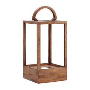 Farol de Madera con Forma Cuadrada para Decoración de Bodas, Madera de Mango de Alta Calidad, Color Marrón Natural, Farol Colgante para Velas, Superventas - Product Image 1