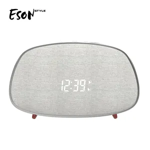 Eson стиль ретро двойной светодиодный цифровой будильник FM-радио с стерео звуком Деревянный беспроводной Bluetooth-динамик