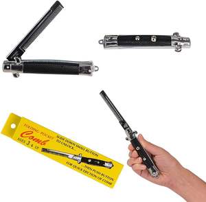 9 pollici in acciaio inox automatico a pressione spazzola a pettine interruttore-lama pieghevole tasca barbiere uomo Styling pettine per la festa del papà - Product Image 2