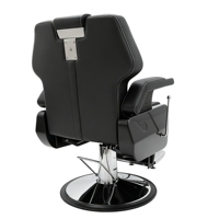 Fauteuil de Barbier de Luxe Personnalisable en Usine, Inclinable, avec Pompe Hydraulique, en Métal Noir, Mobilier Commercial pour Salon de Coiffure