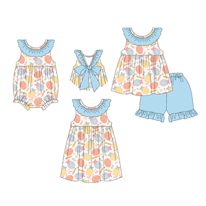 Conjuntos de Ropa para Niñas con Estampado de Conejito de Pascua, Estilo Casual, Spandex/Algodón Transpirable, Lindos Conjuntos Combinados para Hermanas, Mameluco para Niños, Primavera Otoño - Product Image 1