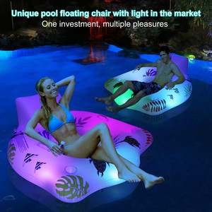 Chaise longue <span class=keywords><strong>gonflable</strong></span> en PVC en forme de U pour adultes avec bande lumineuse LED 120x130cm, siège <span class=keywords><strong>lumineux</strong></span> pour <span class=keywords><strong>piscine</strong></span> - Product Image 2