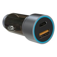 Pengisi Daya Mobil Anti Api Aluminium Alloy Mini 2-Port Tipe-C 48W USB PD Pengisian Cepat QC 3.0 Dual-Port Pengisian Cepat Ponsel