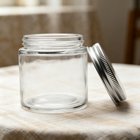 Pot en verre givré transparent avec couvercle en aluminium pour cosmétiques 100g 120g