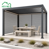 Pergola à lames orientables motorisée HESIWEI pour extérieur, toit en aluminium, jardin, patio, cour, villa de luxe, hôtel