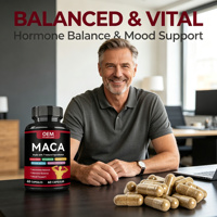 Capsules de racine de maca OEM pour hommes, énergie, santé de la prostate et amélioration masculine, avec formule de maca noire, maca rouge et ginseng