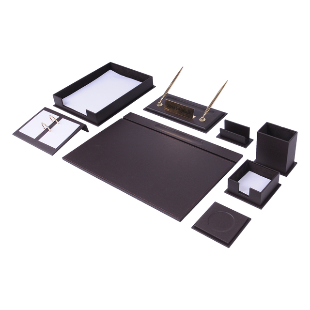 10 Pcs Leather Desk Set with Single Document Tray Office Supplies Desk Organizer Office Accessories Stationary Set Letter Tray