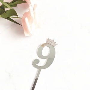 Joyeux anniversaire numéro gâteau <span class=keywords><strong>Toppers</strong></span> acrylique numéro 0 1 <span class=keywords><strong>2</strong></span> 3 4 5 6 7 8 9 tasse gâteau Topper pour pour mariage fête d'anniversaire décor - Product Image 6