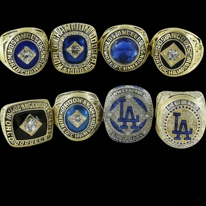 Lot de bagues de championnat des Dodgers de Los Angeles en alliage plaqué argent 925, style hip-hop <span class=keywords><strong>rock</strong></span>, avec boîte en bois, pour huit championnats - Product Image 6