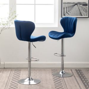DB Ellston Set of 2 Adjustable Height Blue PU Upholstered <b>Swivel</b> <b>Barstools</b> Simple Design Farmhouse Suitable - Product Image 5