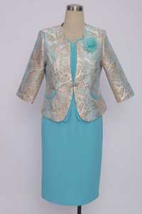 Robe de cérémonie vintage en polyester et élasthanne tissée, col rond, brocart, grande taille pour femmes, robe occasionnelle - Product Image 3