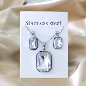 New Arrive Stainless Steel <b>Jewelry</b> <b>Set</b> 18k Gold Plated <b>Jewelry</b> Square Trendy Cute <b>Women</b> Earrings and Necklace Statement <b>Jewelry</b> - Product Image 6