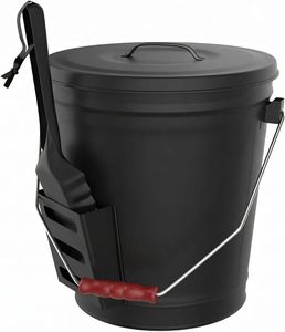 Seau en métal avec couvercle et pelle pour cendres de cheminée ou de foyer Pure Garden, emballage pour vente par correspondance - Product Image 1