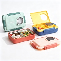 Boîte à lunch bento pour enfants en acier inoxydable 304 à 3 compartiments, avec doublure amovible, anti-fuite, pour l'école