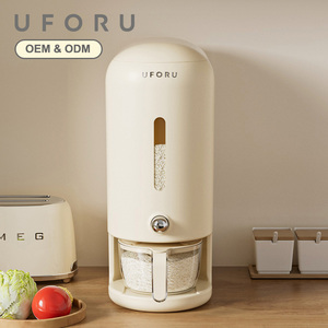 UFORU Grand récipient hermétique pour riz en plastique, boîte de rangement pour céréales, nourriture, riz, seau à riz, distributeur de céréales, cuisine - Product Image 1