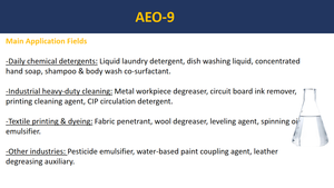 Éter de Polioxietileno de Alcohol Graso AEO9, Grado Industrial, 99% de Pureza, HLB 12.5, Líquido Incoloro, Agente Emulsionante y de Limpieza - Product Image 4