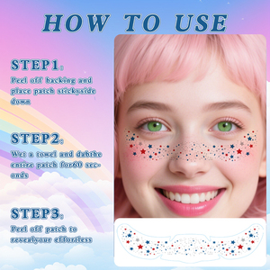 Personalizzazione arcobaleno Multicolor Glitter lentiggini adesivi temporanei per <span class=keywords><strong>tatuaggi</strong></span> impermeabili scintillano le macchie sul viso del cuore carino - Product Image 5