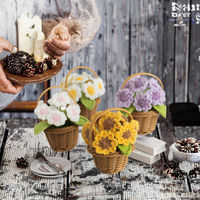 Panier en crochet de tournesols et de marguerites en gros, petites fleurs en pot tissées à la main pour la décoration de la maison et du bureau à Pâques
