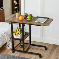 Nouveauté, table d'appoint en bois et métal en forme de C réglable en hauteur au design moderne avec bureau inclinable pour le salon du canapé