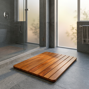 Solid Teak Wood Bath <b>Mat</b> <b>Wooden</b> <b>Shower</b> Floor <b>Mat</b> Bathroom Spa Non Slip Slatted Decking <b>Mat</b> Hotel Apartment Custom Size - Product Image 2