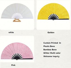 Éventails pliants personnalisés de 33 cm, style Kung Fu, à paillettes, en plastique peint, pour festivals et soirées dansantes - Product Image 4