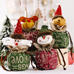 Cadeau de Noël Sac de bonbons Pochettes à cordon Sac en coton de Noël Renne Santa Sacks Sacs-cadeaux de Noël - Product Image 4