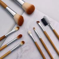 YRX 9-teiliges Bambus Handgefertigtes Professionelles Beauty-Tool-Set Superweiche Synthetische Haare Individuelles Logo Augenbrauen- und Lidschatten-Pinselset