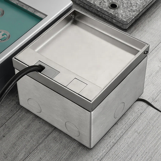 IGERCN Customized Portable Stainless Steel Floor Power Outlet Socket Box 2 Outlets Hidden Recessed IP44 Level 100-240V AC