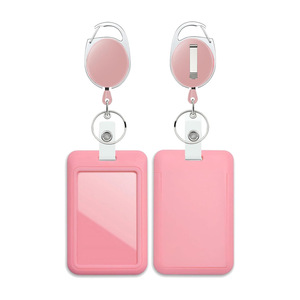 Cross-border Oval Telescopic Easy-Pull Buckle ABS Blank Sliding Cover Hard Card <b>Holder</b> Name Badge Employee <b>ID</b> Card Protector - Product Image 5