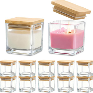 Pot carré transparent vide pour bougie aromatique - Product Image 3