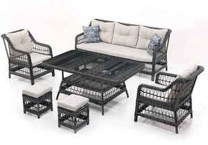 Ensemble de table et de chaises de jardin en rotin d'aluminium moderne de qualité supérieure (3 chaises 1 table) pour une utilisation en extérieur dans les hôtels et les villas - Product Image 2
