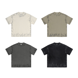 YINCH Casual 305GSM 100% Cotton Solid Knitted Vintage Wash Breathable T-Shirts Blank Custom Print <b>Logo</b> Oversized for Men - Product Image 2