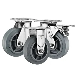 4"5"6"8" Stainless Steel Caster Wheels Trolley Wheels Industrial Caster Heavy Duty Rubber Caster Wheel
