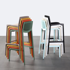 Modern Design Stackable Lightweight Restaurant Chairs Counter Height <strong>Backrest</strong> Chair PP <strong>Bar</strong> <strong>Stools</strong> for Balcony Backyard Outdoor - Product Image 3