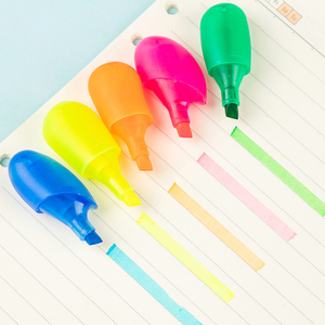 Stylos surligneurs fluorescents en forme de doigts miniatures avec logo personnalisable, cinq couleurs <span class=keywords><strong>pastel</strong></span>, pointe oblique, non effaçables, mignons pour l'école - Product Image 1