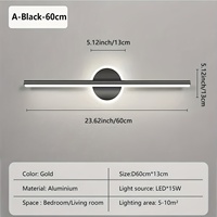 Lámpara de Pared LED de Hierro, Diseño Minimalista, Estilo Nórdico Moderno, Simple y Elegante, Iluminación Decorativa Dorada y Negra, Regulable, para Pared de Habitación